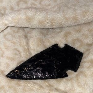 Hand-Carved Black Obsidian Arrowhead